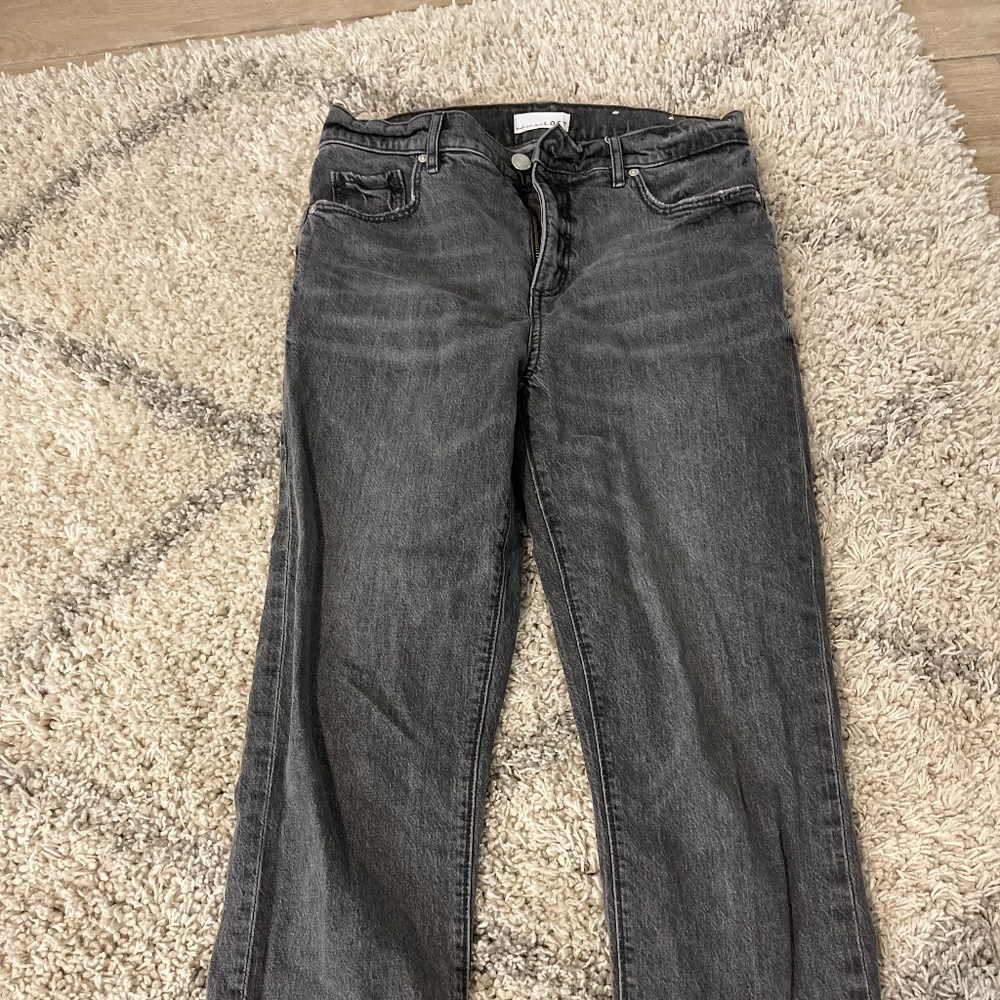 Loft high waist straight crop grey denim